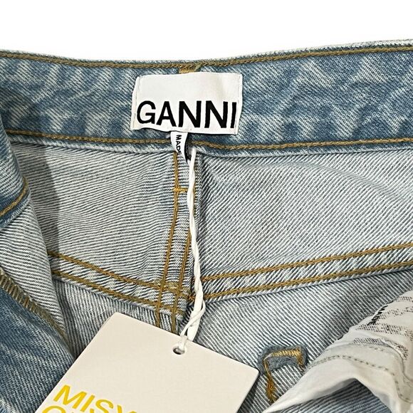 NWT GANNI Misy Cropped Relaxed Straight High Rise Jeans Size 28 Light Blue Stone - Picture 7 of 13